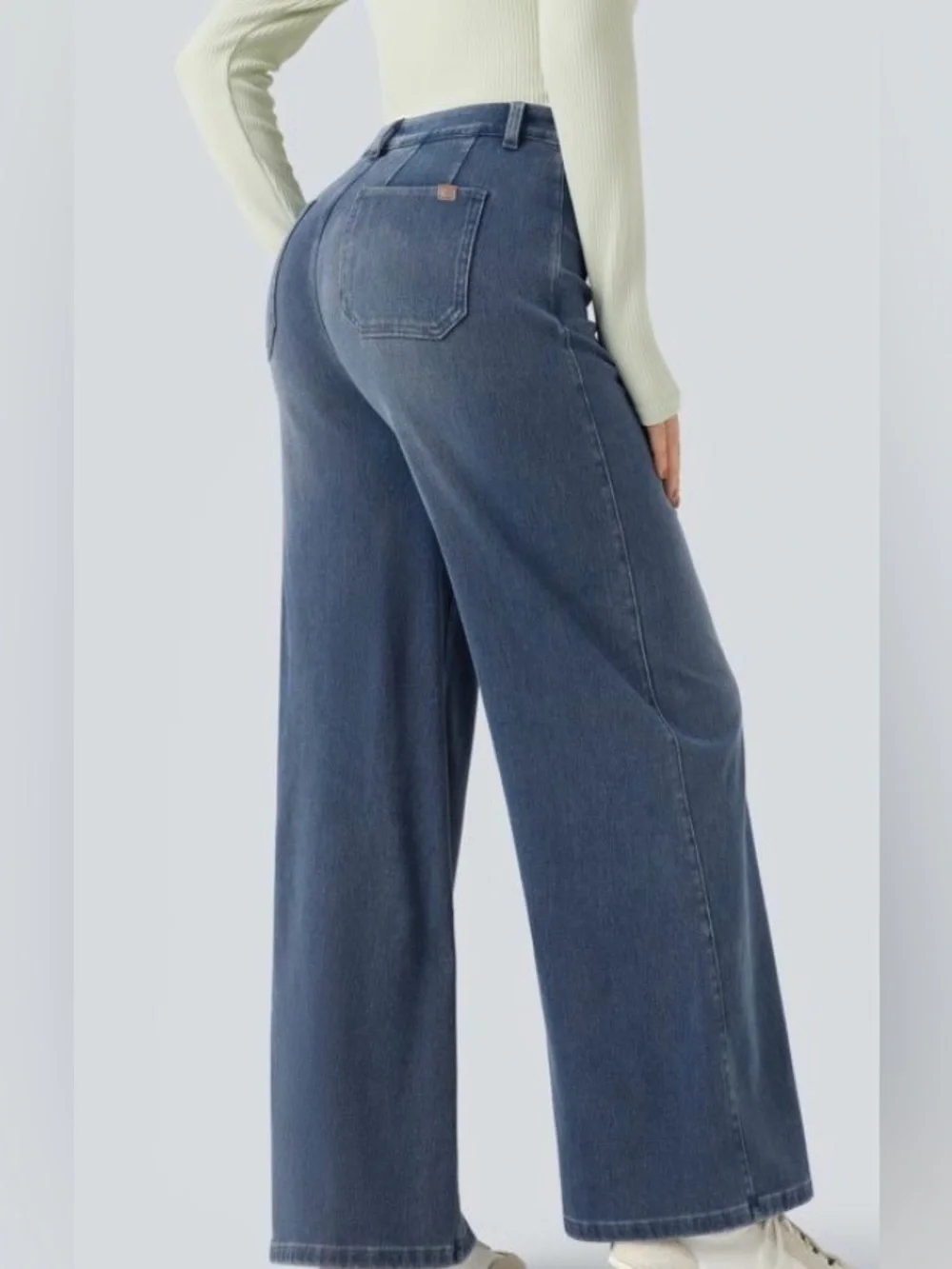 MEDIUM. HALARA TUMMY SUPPORT TAILORED STRETCH WIDE LEG JEANS